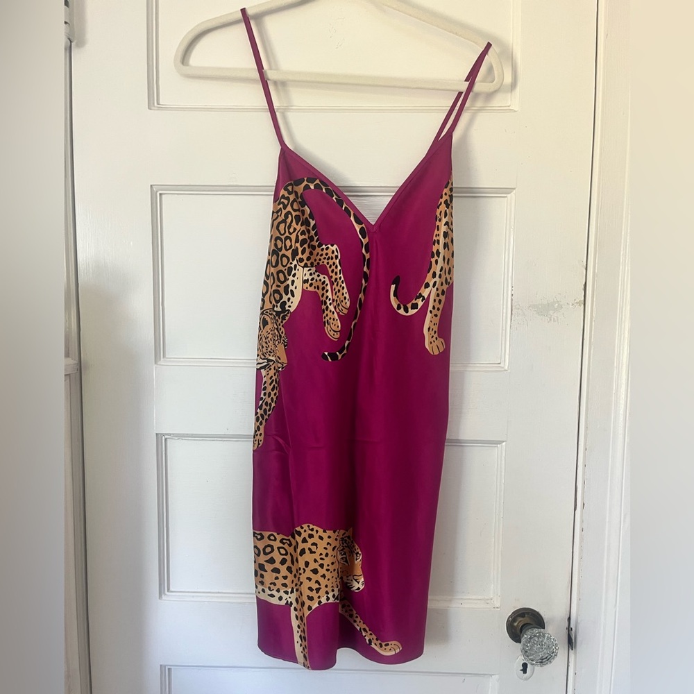 Jezebel Fuchsia Dress with Leopard Accents